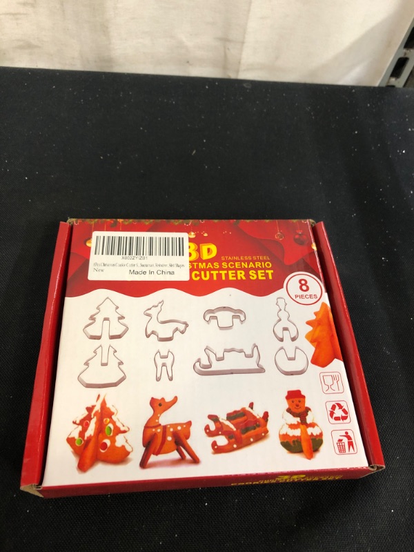 Photo 2 of 8Pcs Christmas Cookie Cutter Set, 3D Christmas Biscuit Cookie Mold, Christmas Cake Fondant Chocolate Cutters, Christmas Holiday DIY Baking Tools with Christmas Tree, Snowman, Reindeer, Sled Shapes
