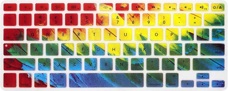 Photo 1 of WYGCH Pattern Stylish Keyboard Cover Skin for MacBook Pro 13" 15" 17" (with or w/Out Retina Display) Silicone Skin for iMac and Air 13",USA Version- Colourful Feathers
