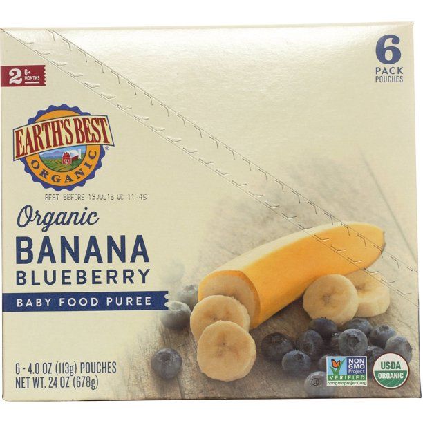 Photo 1 of Earth's Best Organic Stage 2 Baby Food, Banana Blueberry, 4 oz Pouch, 6 Pack
, EXP 06/06/23