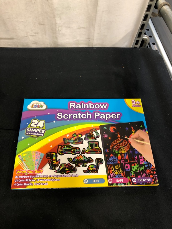 Photo 2 of ZMLM Scratch Paper Art Boy: Magic Craft Rainbow Paper Drawing Kit Black Scratch Off Pad Sheet Toddler Preschool Toy for 3-10 Age Kid Holiday|Party Favor|Birthday|Children's Day Gift
