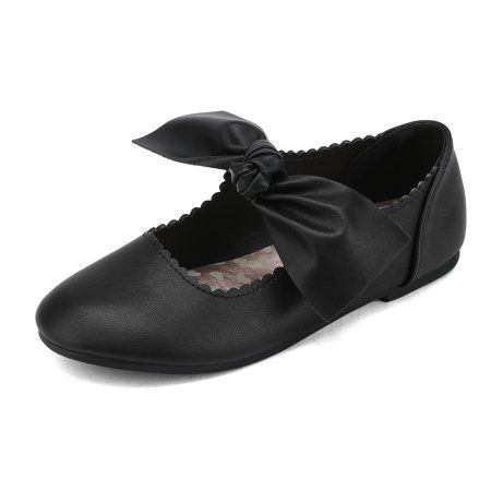Photo 1 of Dream Pairs Girls Kid Slip on Flats Dress Shoes Strap Mary Jane Shoes Flat Shoes Angie-5 Black Size 6

