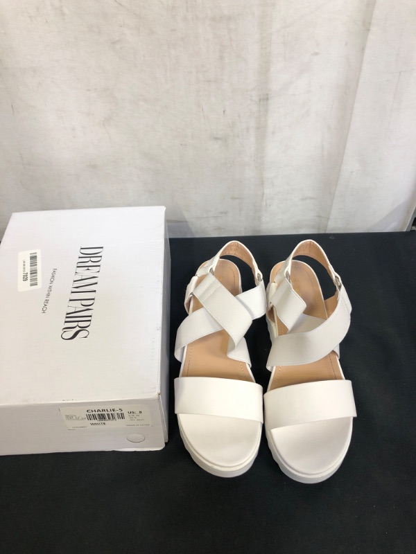 Photo 2 of DREAM PAIRS Women’s Open Toe Ankle Strap Platform Wedge Sandals CHARLIE-5 WHITE Size 8
, SIZE 8 