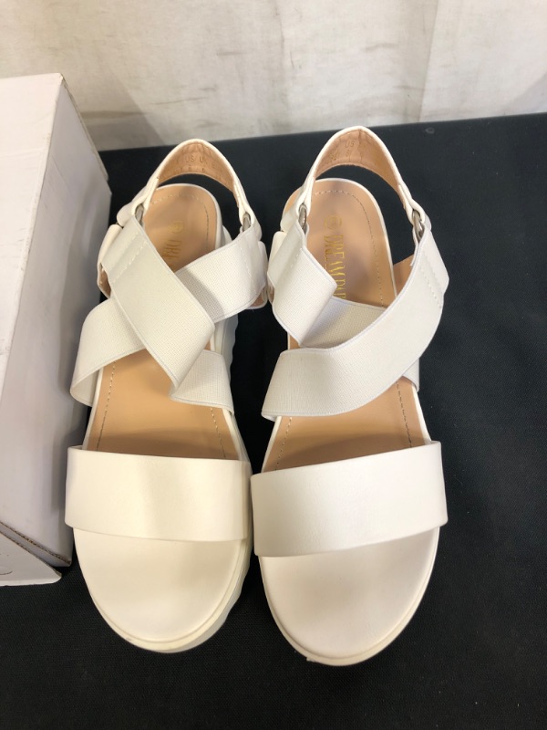 Photo 3 of DREAM PAIRS Women’s Open Toe Ankle Strap Platform Wedge Sandals CHARLIE-5 WHITE Size 8
, SIZE 8 