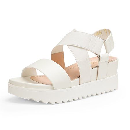 Photo 1 of DREAM PAIRS Women’s Open Toe Ankle Strap Platform Wedge Sandals CHARLIE-5 WHITE Size 8
, SIZE 8 