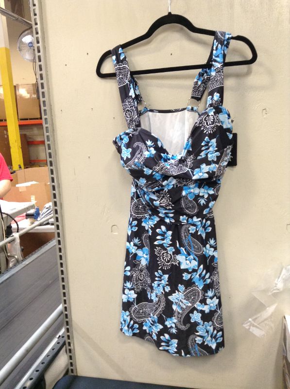 Photo 2 of Aqua Eve Women Two Piece Plus Size Tankini Swimsuit with Shorts Tummy Control Bathing Suit Flowy Swimwear 16W
