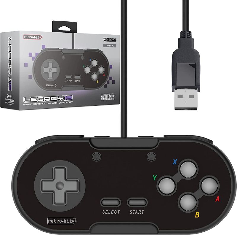 Photo 1 of Retro-Bit Legacy 16 Wired USB Controller - Features Home, SS & ZL/ZR Buttons - for Switch, PC, MacOS, RetroPie, Raspberry Pi - Onyx