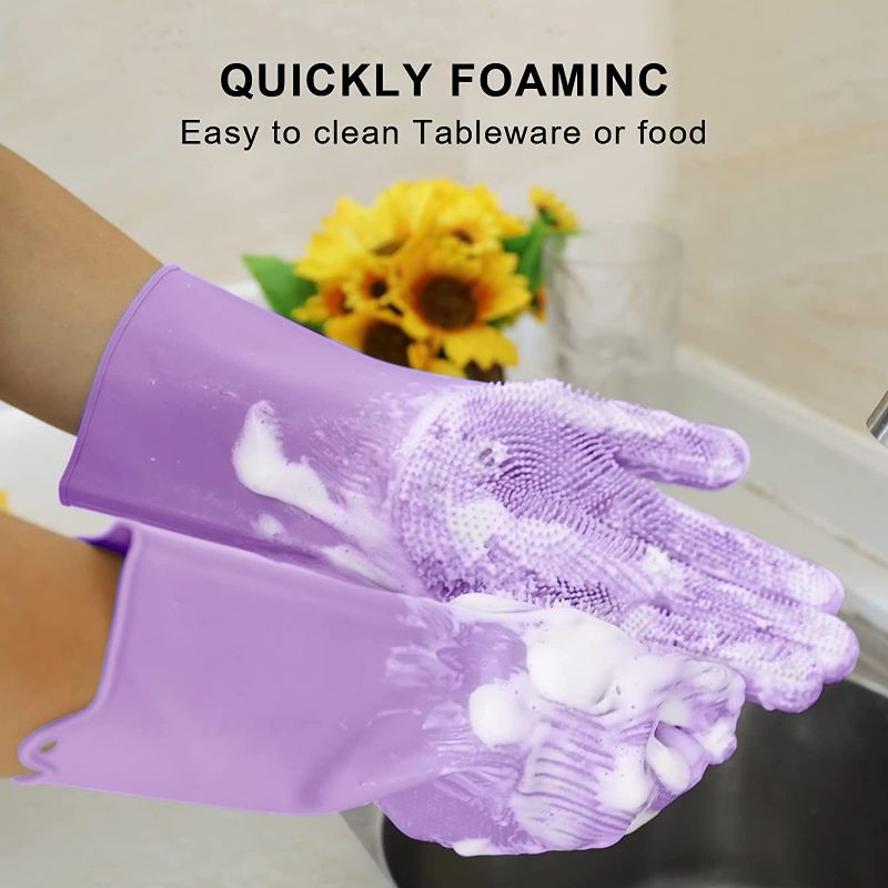 Photo 1 of 
Dishwashing Sponge Gloves for Kitchen, Silicone Gloves Reusable Rubber Cleaning Gloves, Silicone Dishwashing Scrubber Glove Brush, Washing Gloves for..