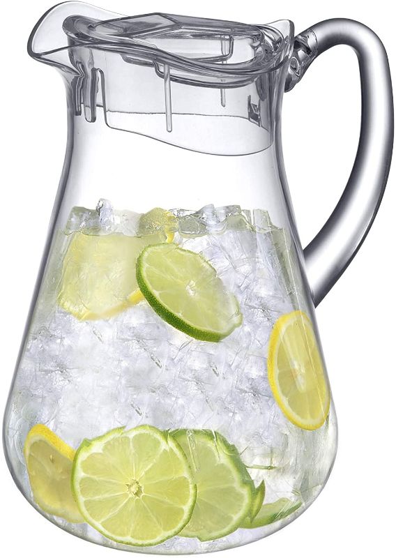 Photo 1 of Amazing Abby - Droply - Acrylic Pitcher (64 oz), Clear Plastic Water Pitcher with Lid, Fridge Jug, BPA-Free, Shatter-Proof, Great for Iced Tea, Sangria, Lemonade, Juice, Milk, and More
