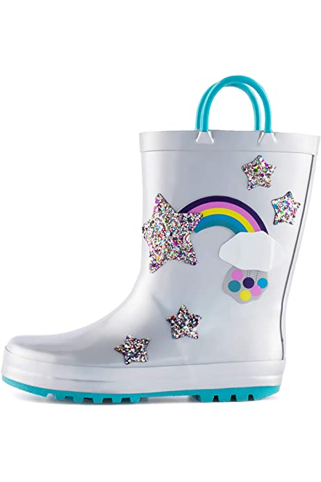 Photo 1 of K KomForme Kids Girl Boy Rain Boots, Waterproof Rubber Printed with Handles SIZE 10