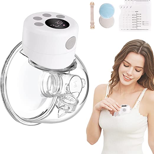 Photo 1 of Wearable Breast Pump Hands Free Breastpump Portable Electric Breastfeeding Pump, P?in ?ree, Silent, Single, Rechargeable Milk Pump, with LCD Screen Massage and Memory Mode (27/24mm Flange)
