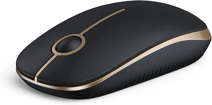 Photo 1 of Wireless Mouse, Vssoplor 2.4G Slim Portable Computer Mice with Nano Receiver for Notebook, PC, Laptop, Computer-Black and Gold
