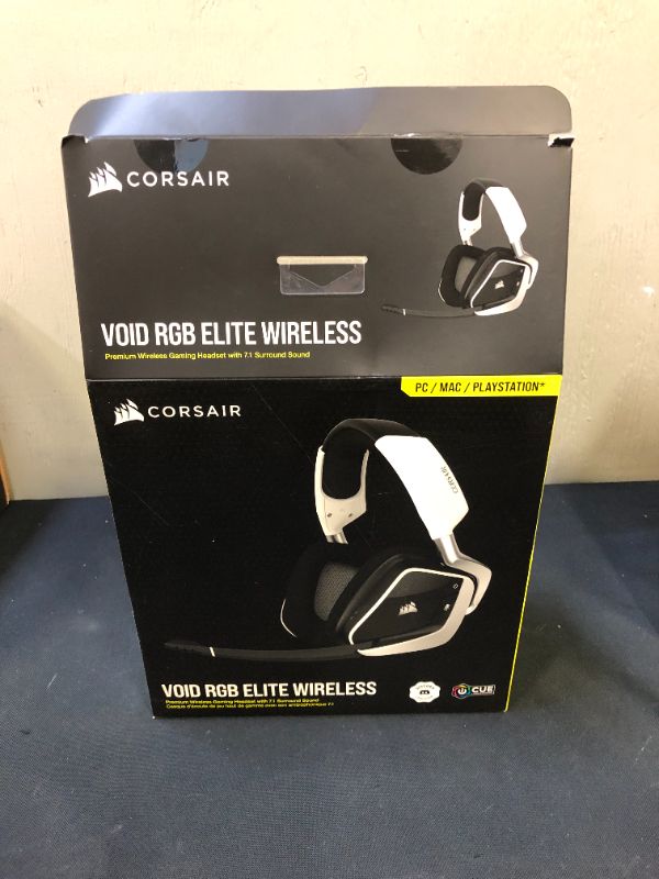 Photo 2 of Corsair VOID RGB Elite Wireless Premium Gaming Headset with 7.1 Surround Sound - Discord Certified - Works with PC, PS5 and PS4 - White (CA-9011202-NA)
