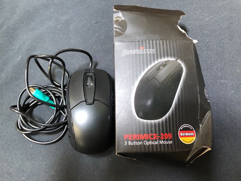 Photo 2 of Perixx Perimice-209 P, Wired PS2 Mouse with 1000 DPI Resolution, Black, (10442)
