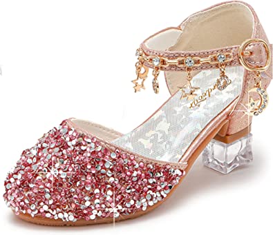 Photo 1 of Furdeour Girls Sandals Glittler Bow Dress Shoes Princess Crystal High Heels Party Wedding Flower Girls Shoes for Kid Toddler
size 13