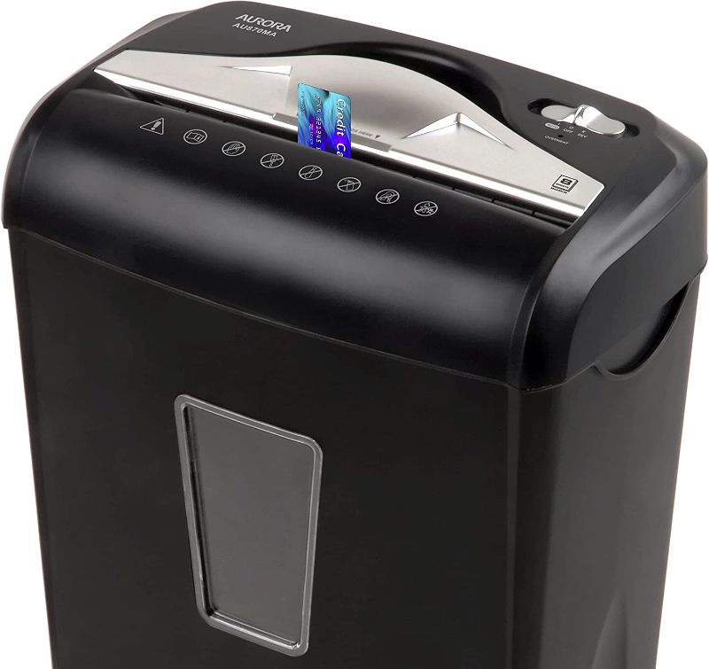 Photo 2 of Aurora AU870MA High-Security 8-Sheet Micro-Cut Paper Credit Card Shredder Black