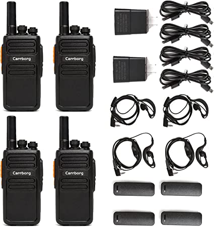 Photo 1 of Carrborg Long Range Walkie Talkies for Adults 16 Channel Rechargeable Handheld Two Way Radio with Earpiece, 4 Pack