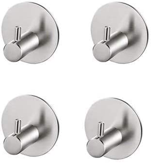 Photo 1 of Carniway Bathroom Towel Hooks Brushed Nickel Stainless Steel Coat Robe Clothes Hook Kitchen Bathroom Shower Wall Mounted Adhesive Heavy Duty Wall Waterproof Hooks (Silvery 4 Pcs )