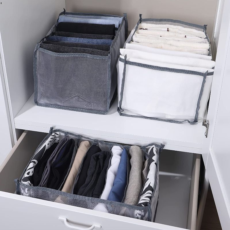 Photo 1 of 2-Pack Foldable Clothes Storage Drawer Divider - COOYOKIT Storage Separation Organizer, closet compartment storage bag for storing jeans, tops, bottoming t-shirts, baby clothes etc.
