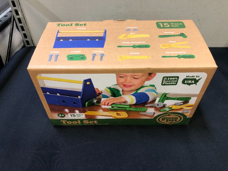 Photo 2 of Green Toys Tool Set, Blue - 15 Piece Pretend Play, Motor Skills, Language & Communication Kids Role Play Toy. No BPA, phthalates, PVC. Dishwasher Safe, Recycled Plastic, Made in USA.
