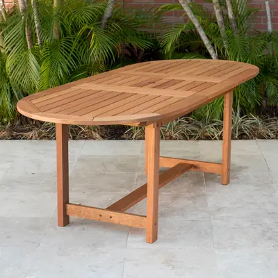 Photo 1 of Amazonia Arizona Oval Outdoor Dining table Eucalyptus Wood | Durable and Ideal for Patio and Backyard