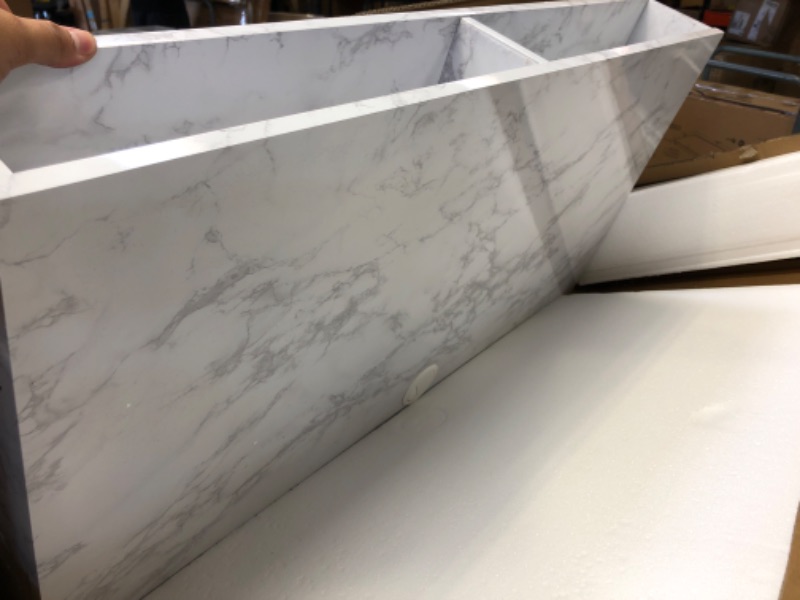 Photo 3 of Athena Computer Desk with Storage Marble White - Novogratz