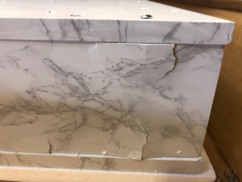 Photo 7 of Athena Computer Desk with Storage Marble White - Novogratz