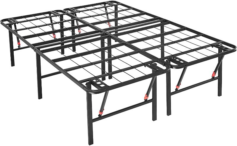 Photo 1 of Amazon Basics Foldable Metal Platform Bed Frame with Tool Free Setup, 18 Inches High, Full Size bed, Black