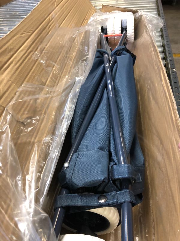 Photo 1 of VersaCart Transit -The Original Patented Folding Shopping and Utility Cart, Water-Resistant Heavy-Duty Canvas with Cover, Double Front Swivel Wheels, Compact Folding, Transport Up to 120 Pounds, Blue
