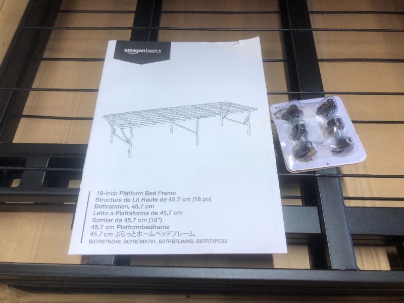 Photo 4 of Amazon Basics Foldable Metal Platform Bed Frame with Tool Free Setup, 18 Inches High, Full, Black