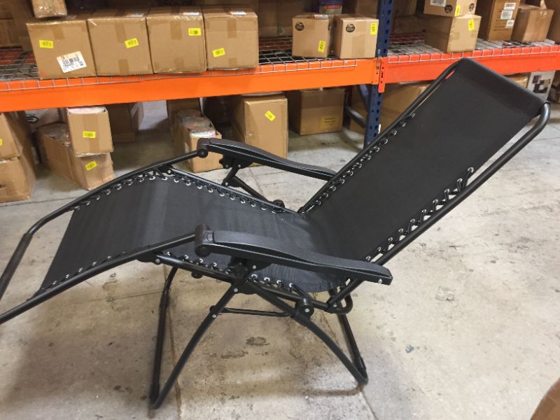 Photo 3 of Amazon Basics Outdoor Textilene Adjustable Zero Gravity Folding Reclining Lounge Chair with Pillow, Black
