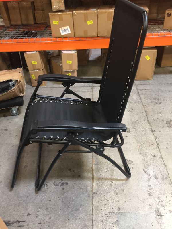 Photo 2 of Amazon Basics Outdoor Textilene Adjustable Zero Gravity Folding Reclining Lounge Chair with Pillow, Black
