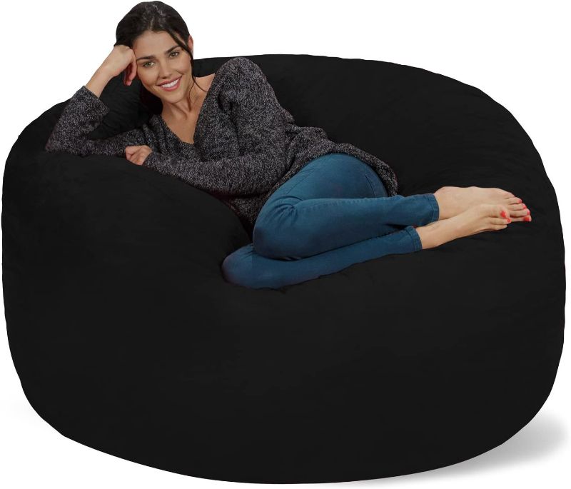 Photo 1 of Chill Sack Bean Bag Chair: Giant 5' Memory Foam Furniture Bean Bag - Big Sofa with Soft Micro Fiber Cover - Black
