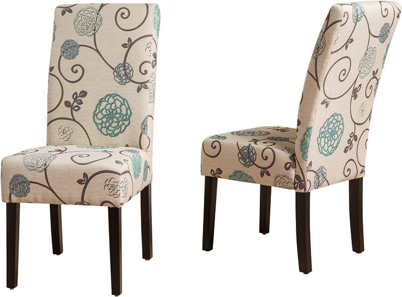 Photo 1 of Christopher Knight Home Pertica Fabric Dining Chairs, 2-Pcs Set, White And Blue Floral
