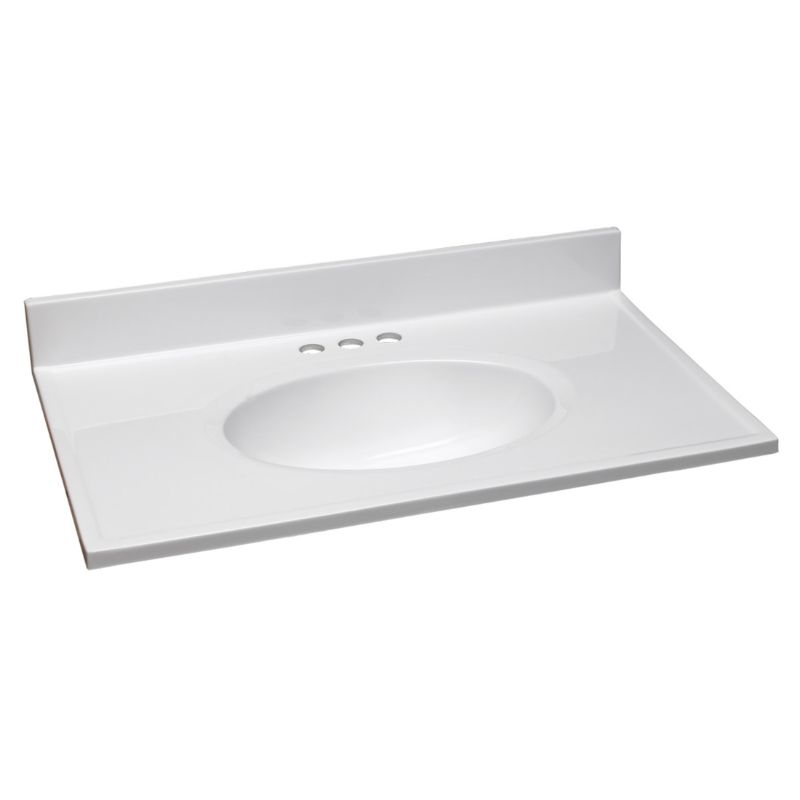 Photo 1 of 31 in. Cultured Marble Vanity Top in Solid White with Basin #552018
