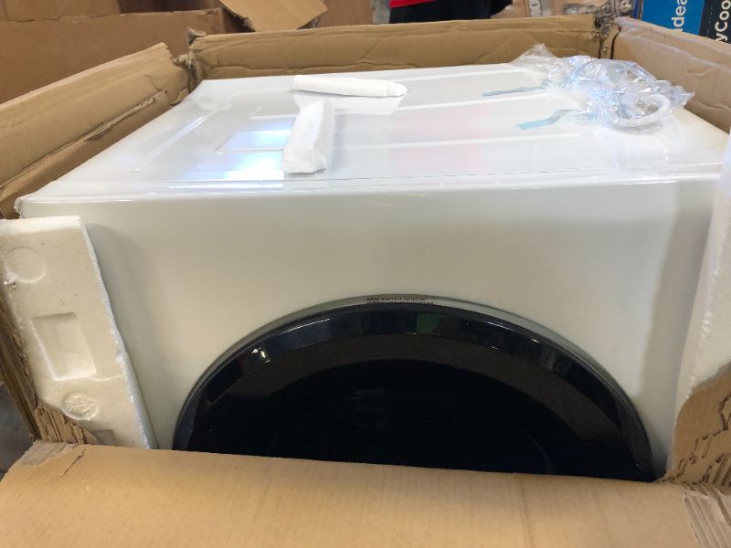 Photo 3 of 3.5 cu. ft. Capacity White Electric Dryer, UNIT ONLY  MAJOR DENTS 