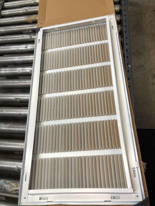 Photo 2 of 25"w X 14"h Steel Return Air Grilles - Sidewall and Ceiling - HVAC Duct Cover - White [Outer Dimensions: 26.75"w X 15.75"h]
