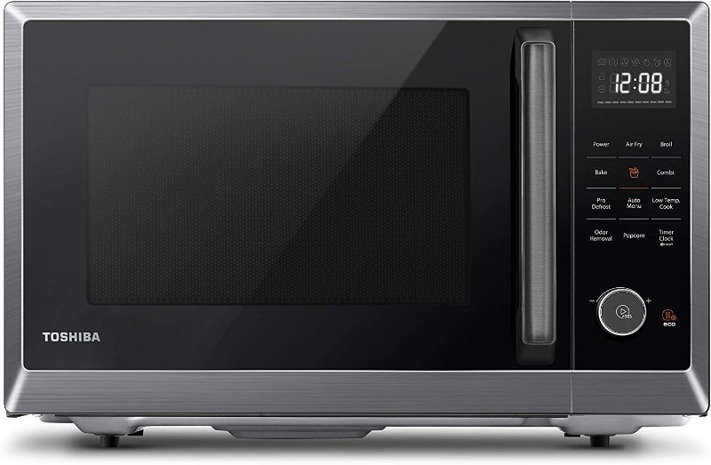 Photo 1 of TOSHIBA ML2-EC10SA(BS) 8-in-1 Countertop Microwave with Air Fryer Microwave Combo, Convection, Broil, Odor removal, Mute Function, 12.4" Position Memory Turntable with 1.0 Cu.ft, Black stainless steel NOT IN ORIGINAL BOX
