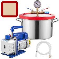 Photo 1 of 1.5 Gallon Vacuum Degassing Chamber Kit Stainless Steel Degassing Chamber 5.7L Vacuum Chamber Kit with 3 CFM 1/4 HP Vacuum Pump HVAC(3CFM Vacuum Pump + 1.5 Gallon Vacuum Chamber)