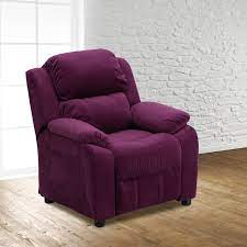 Photo 1 of Flash Furniture Deluxe Padded Contemporary Purple Microfiber Kids Recliner