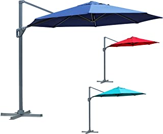Photo 1 of 11ft Offset Umbrella, Hanging Patio Umbrella with 360¡ã Rotation, Outdoor Cantilever Umbrella, Outside Market Umbrella with Easy Tilt for Garden, Backyard, Patio, Pool