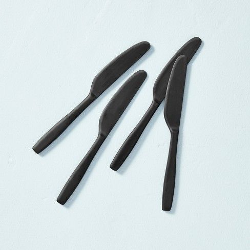 Photo 1 of 4pc Matte Finish Mini Spreader Knife Set Black - Hearth & Hand™ with Magnolia -- BOX OF 2 SETS 