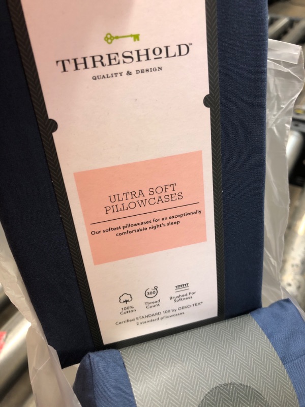 Photo 2 of 300 Thread Count Ultra Soft Pillowcase Set - Threshold™ -- STANDARD -- DARK BLUE -- 2 SETS OF PILLOW CASES 
