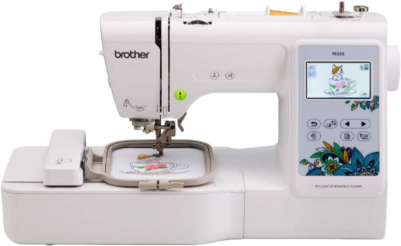 Photo 1 of Brother PE535 Embroidery Machine, 80 Built-in Designs, 4" x 4" Hoop Area, Large 3.2" LCD Touchscreen, USB Port, 9 Font Styles
