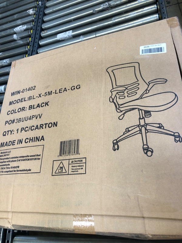 Photo 1 of Flash Furniture Desk Chair with Wheels | Swivel Chair with Mid-Back Black Mesh and LeatherSoft Seat for Home Office and Desk
