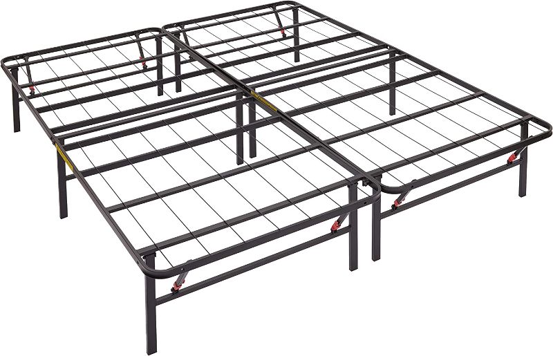 Photo 1 of Amazon Basics Foldable 14-Inch Black Metal Platform Bed Frame with Tool-Free Assembly, No Box Spring Needed - Queen
