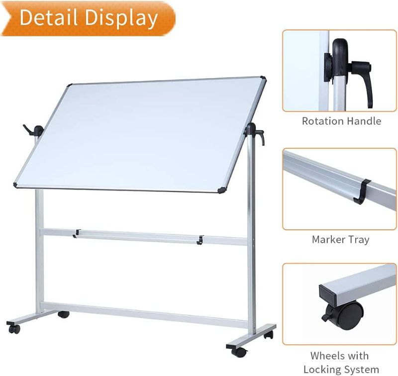 Photo 1 of VIZ-PRO Double-Sided Magnetic Mobile Whiteboard,44x 30 Inches Aluminium Frame and Stand
