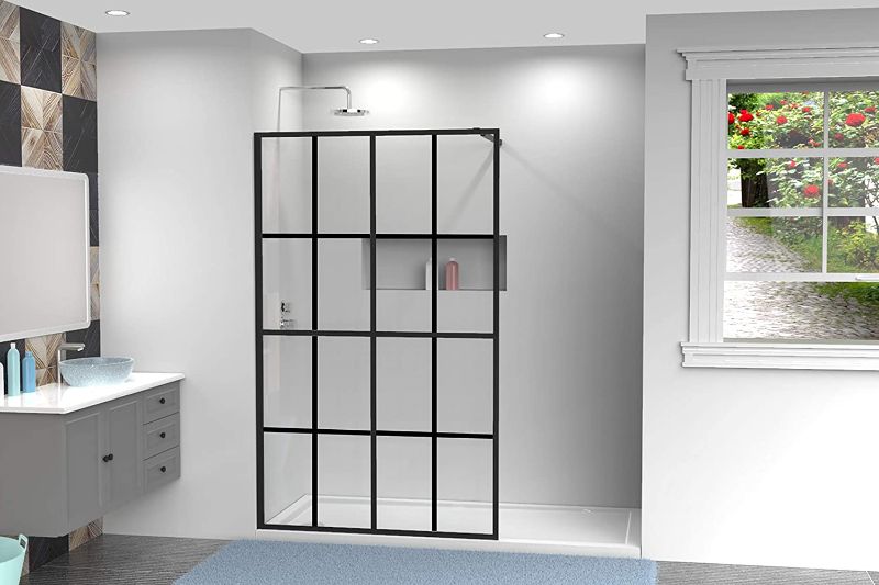 Photo 1 of 34" X 72" Shower Door Clear Tempered Glass Framed Shower Screen Walk-in Black Finish