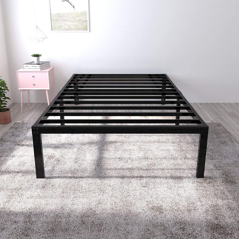 Photo 1 of yookare 18 Inch Tall 3000lbs Heavy Duty Bed Frame Metal Platform /Maximum Storage/Mattress Foundation/Steel Slats Support/Noise Free/Box Spring Replacement,Twin XL
