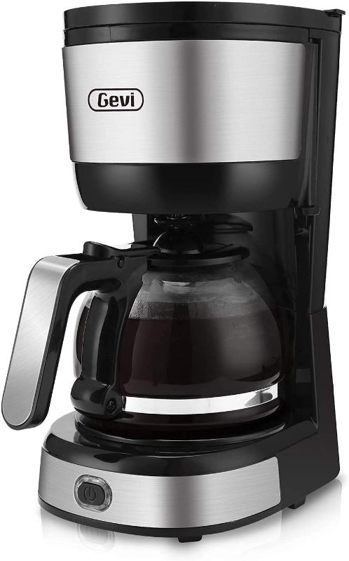 Photo 1 of Gevi 4-Cup Coffee Maker with Auto-Shut Off, Small Drip Coffeemaker Compact Coffee Pot Brewer Machine with Cone Filter, Glass Carafe and Hot Plate, Stainless Steel Finish
