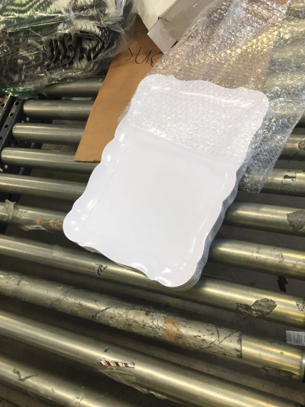 Photo 1 of BBG 6 Pack Rectangle White Plastic Serving Trays, 15" x 10" Heavy Duty Serving Platters, Reusable Trays Perfect for Wedding, Parties & Buffet,Spring
